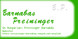 barnabas preininger business card